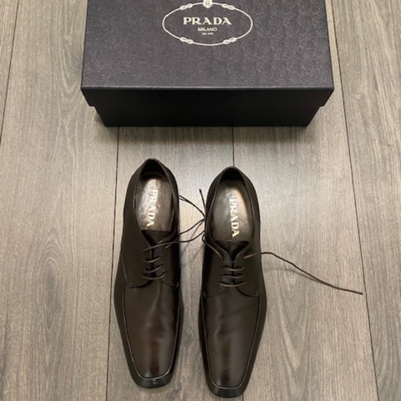 Prada Brown Leather Lace Up Shoes Size 10.5 - Picture 1 of 16